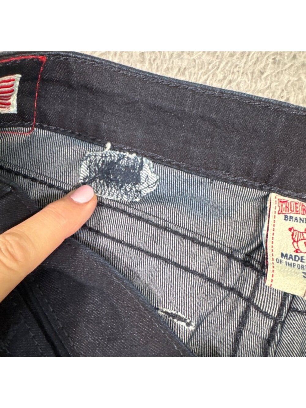 True Religion Disco Billy Bootcut Crystal Trim Jeans 30 Black Dark Wash Stretch - Picture 7 of 16